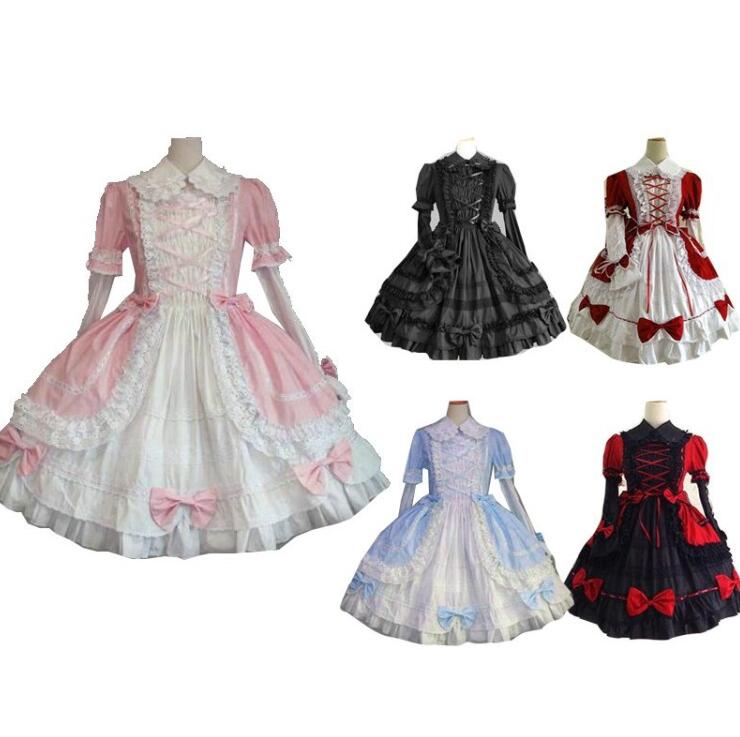 ロリータ服 ゴシック ロリータ ワンピース ゴスロリ レース リボン 豪華 ワンピース 可愛い スカラップ ワンピース lolita コスチューム ハロウィン コスプレ衣装 二次元ドレス