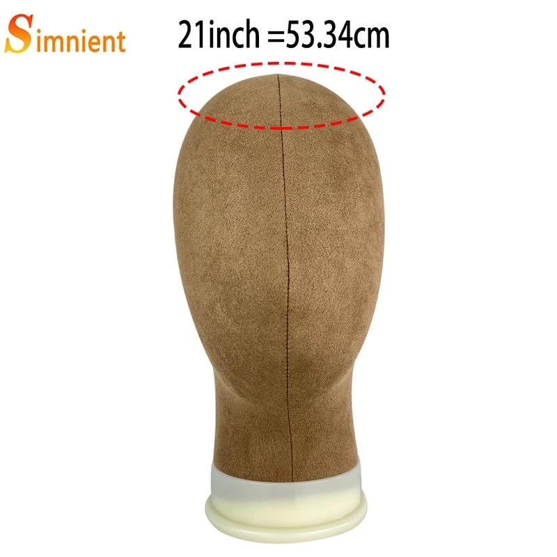 マネキンヘッド キャンバスブロック 調整可能なヘッド かつらディスプレイ用の三脚付き only 21inch brown