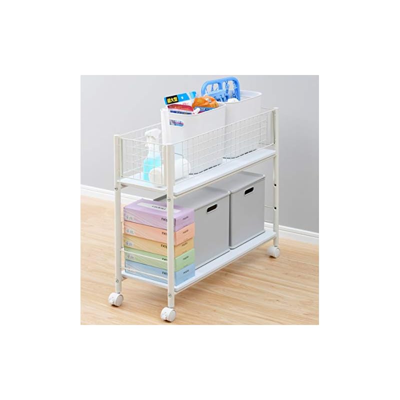 【即納】[山善] 押入れ (クローゼット) 収納ラック 幅25.5奥行77高さ64.5cm ストッパー付き キャスター 棚板着脱可能 組立品 ホワイト OSR-7526WH/WH 5,869円