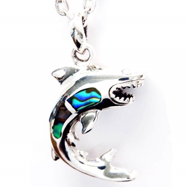 ハワイアンジュエリー サメ シャーク 天然 黒蝶貝 シェル 歯 リバーシブル メンズ シルバー925 銀 ペンダント ネックレス