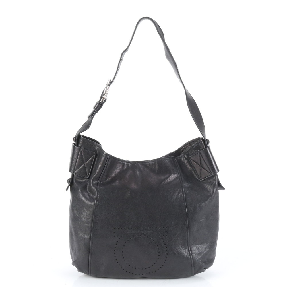 美品 ガンチーニ FZ-21 A815 レザー ショルダーバッグ 肩掛け トート ハンド レディース RUE CQ14-6 中古