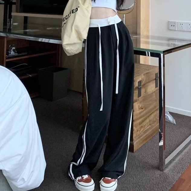 レディース パンツ ボトムス ストレートパンツ ロングパンツ タックパンツ スウェットパンツ ストリート ポケット ハイウエスト ドロスト ボタン ヴィンテージ アメカジ 大人可愛い きれいめ