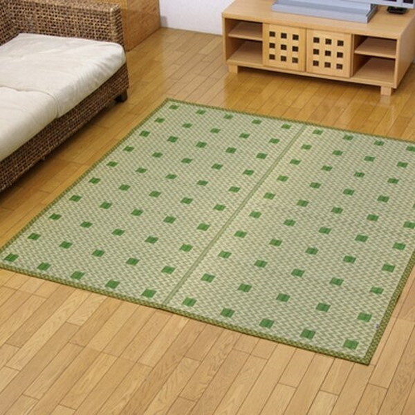 1081790120502 純国産 い草花ござ 『飛鳥』 グリーン 江戸間4.5畳(約261×261cm) メーカー直送 13,765円