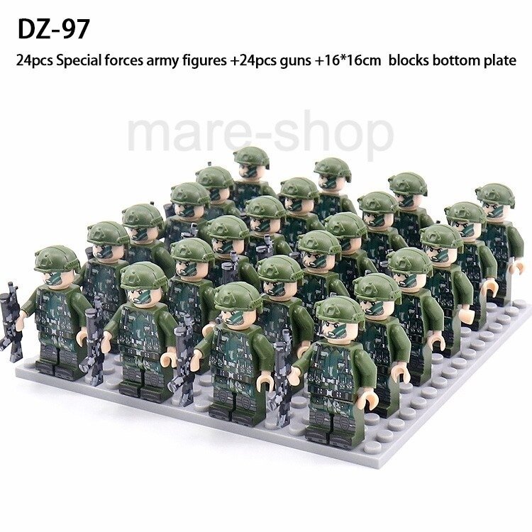 ブロック レゴ 互換 兵士 ミニフィグ 24体 セット 特殊部隊 ミニフィグ 武器 武器付き