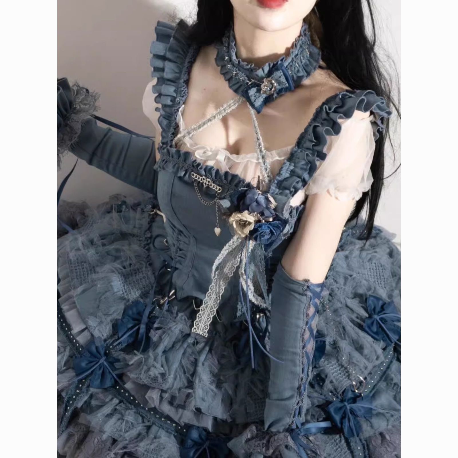 茶休フランス初恋乳甘洋服lolitaセットプリンセススカート小柄ロリータワンピース2点セット