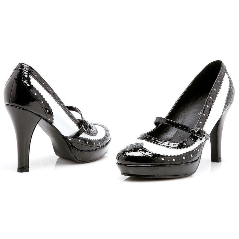 コスプレ 仮装 ブラック＆ホワイト ストラップパンプス 23cm 【 コスプレ 衣装 ハロウィン パーティー 靴 ハイヒール パンプス ストラップ プチ仮装 ハロウィン 衣装 ヒールパンプス シューズ