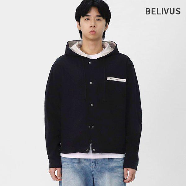 メンズ デイリー ルーズフィット フード付きジップアップ トレンド配色ポイント 季節の変わり目 ジャケット BRAT115