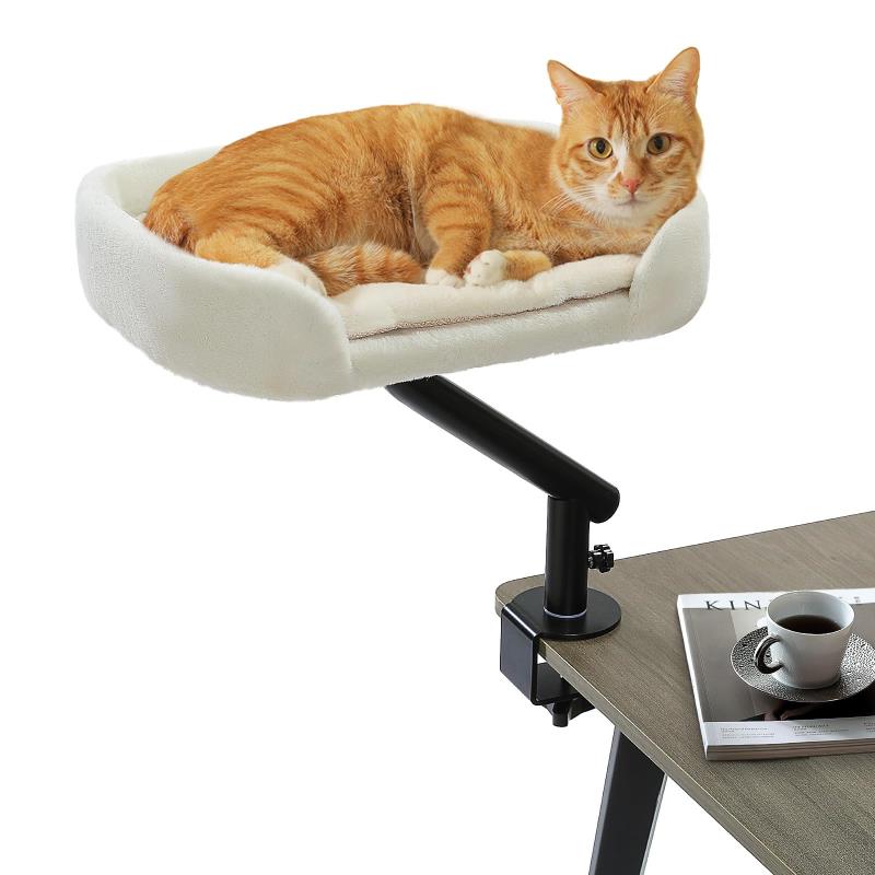 PAWZ Road デスク用 猫ベッド 卓上ペットベッド 耐荷重20kg キャットベッド 小動物 猫ハンモック 360回転 卓上収納 棚 物置台 展示台 頑丈 室内 省スペース 取り付けが簡単 ふわ