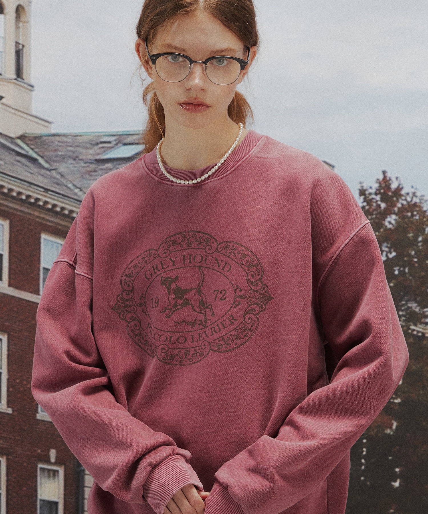 【CPGN】HOUND CHARM PIGMENT SWEATSHIRT DUSTPINK