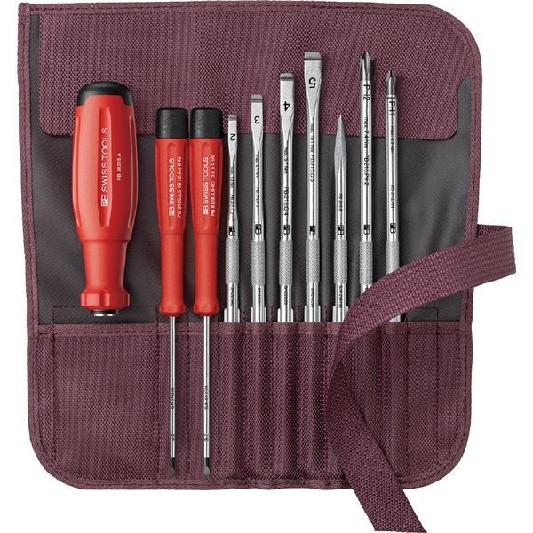 PB SWISS TOOLS ピービースイスツールズ 9本組 差替式ドライバーセット ボルドー 38218.BO