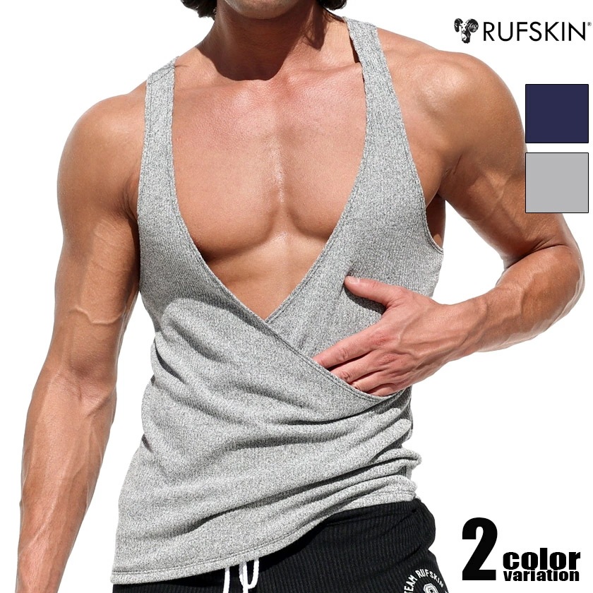 RUFSKIN/ラフスキン NAMBU Vネック タンクトップ ロングタンクトップ 薄手 タンクトップ 袖なし ノースリーブ スリーブレス メンズ ファッション トップス ホワイトデー