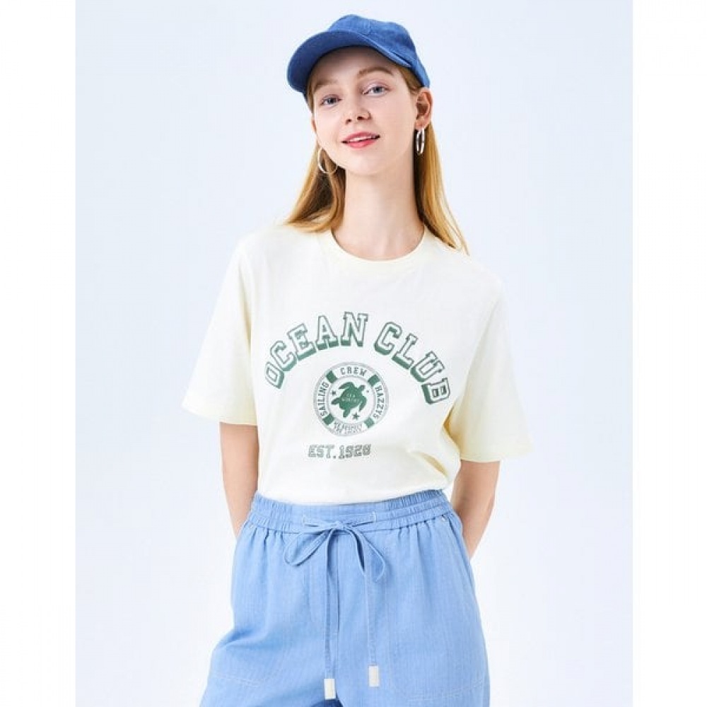 [24SS] イエロープリントカラーコットンショートスリーブTシャツHSTS4B402Y1