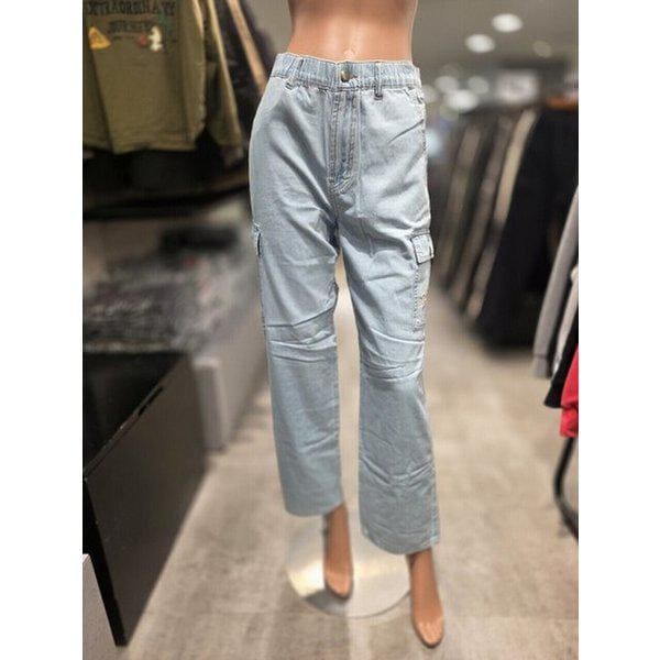 女性アウトポケットバンディングワイドデニムパンツ JO2DPF516_epc