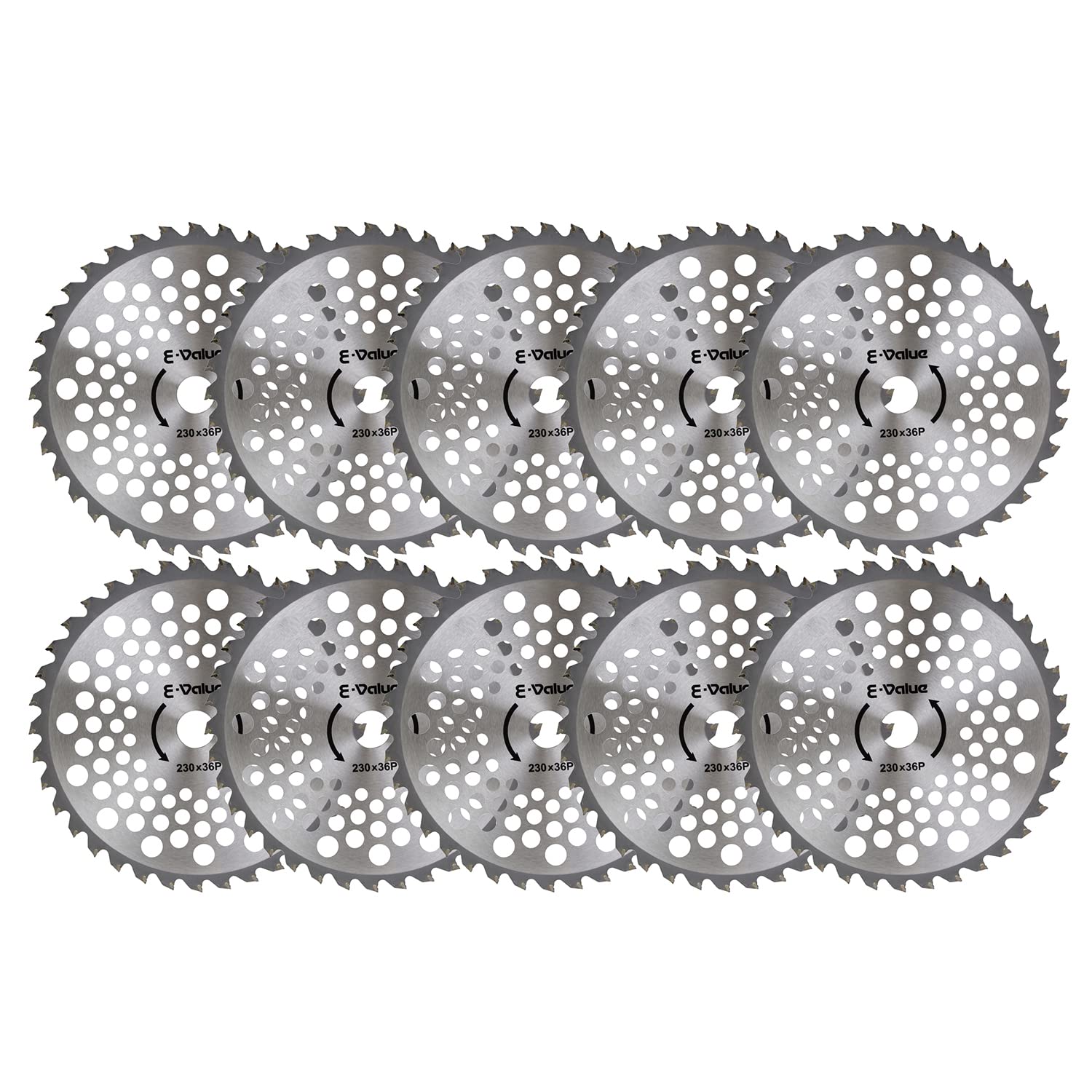 送料無料 イーバリュー(E-Value)E-Value 軽量タイプチップソー 10枚組 ETT-230×36×10P シルバー