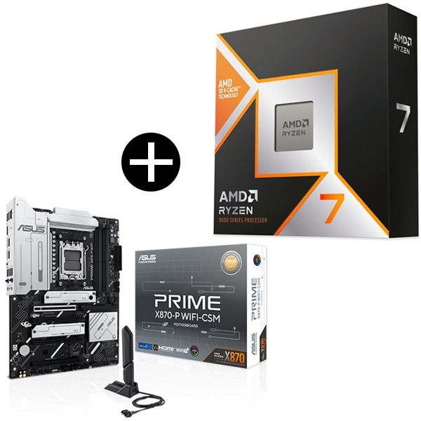 Ryzen 7 9800X3D CPU + ASUS PRIME-X870-P WIFI-CSM マザーボード セット
