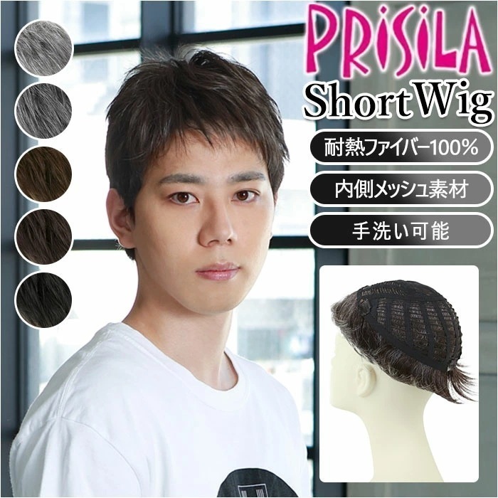 PRISILA プリシラ メンズ 部分ウィッグ 部分ウイッグ 通販 部分かつら ヘアピース カバーピース かつら ウィッグ ウイッグ つけ毛 メンズウィッグ 五分ウィッグ 5分ウィッグ 五分ウイッグ