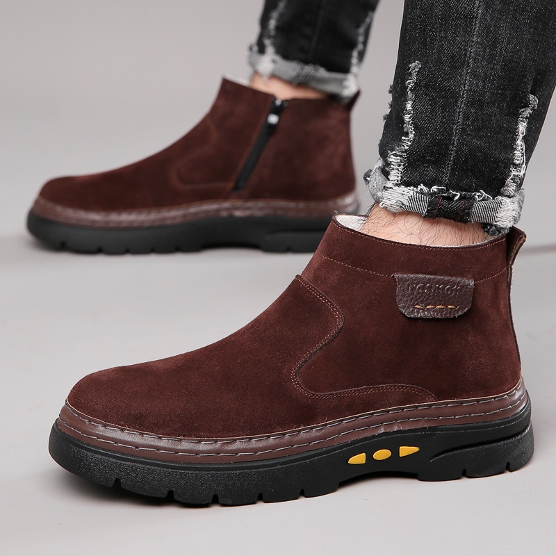 大人気 上品 スノーブーツ メンズ 紳士用 冬用 防寒シューズ 裏ボア 軽量 滑り止め スノーシューズ 保暖 裏起毛 履きやすい 雪靴 アウトドア 綿靴 長靴