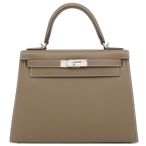 エルメス HERMES 2WAYバッグ ケリー28 外縫い ヴォーエプソン エトゥープ シルバー金具 グレージュ ショルダー Y刻印【中古】