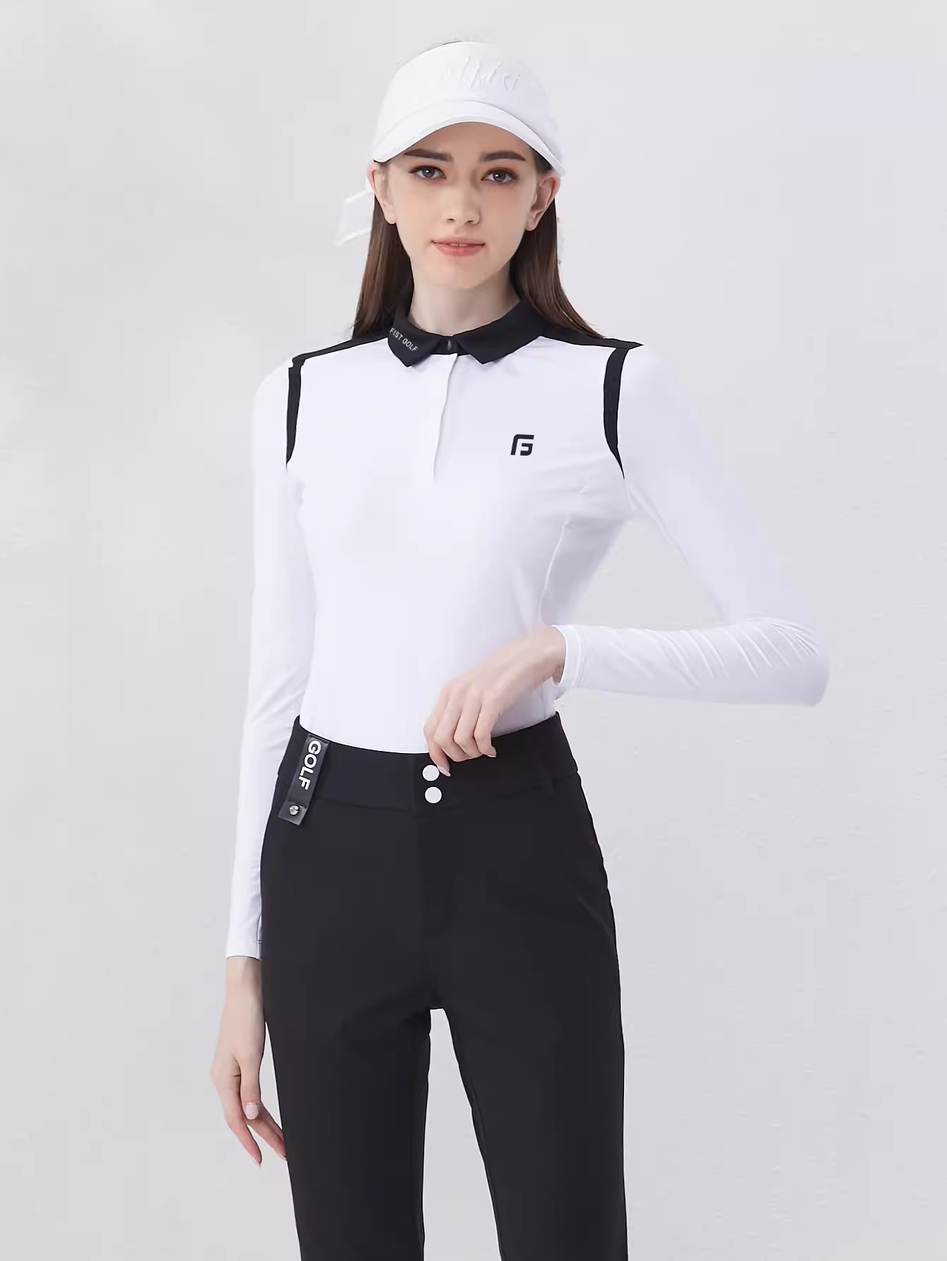 ゴルフウェア レディース スポーツウェア 冷感長袖 日焼け止め POLOシャツ Tシャツ パンツ 長ズボン 上下セット 黒白 プリーツスカ 春夏 秋冬 速乾 女性 テニスウェア 韓国風 おしゃれ