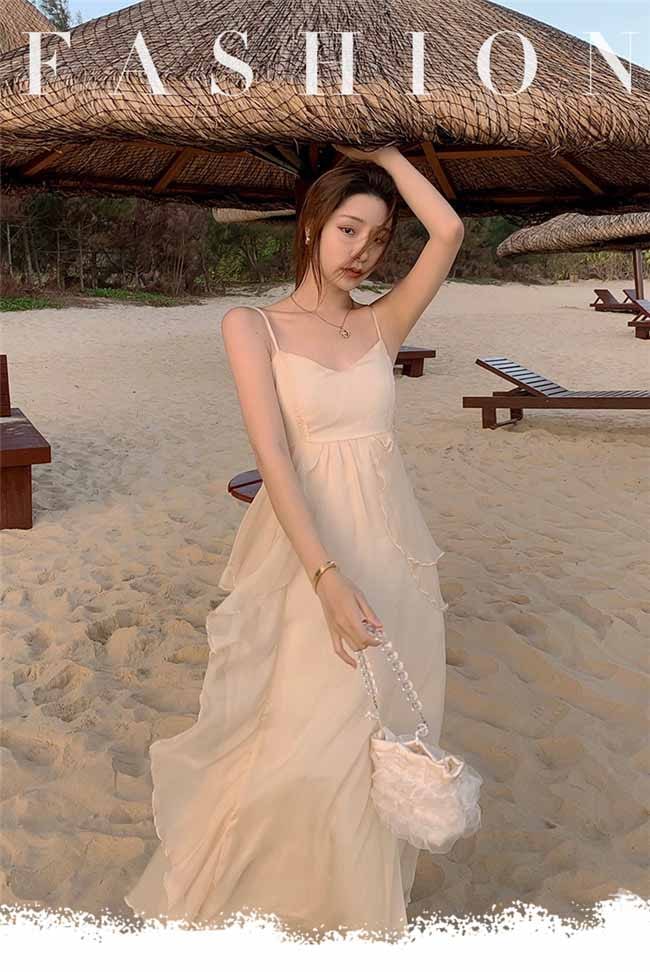 スカートロングスカートリゾートワンピ ファッション ハワイ おしゃれ 結婚式 夏ワンピ 沖縄 リゾートワンピ キャミソールドレス 大人可愛い マキシ ス ロング フリル ノースリーブ