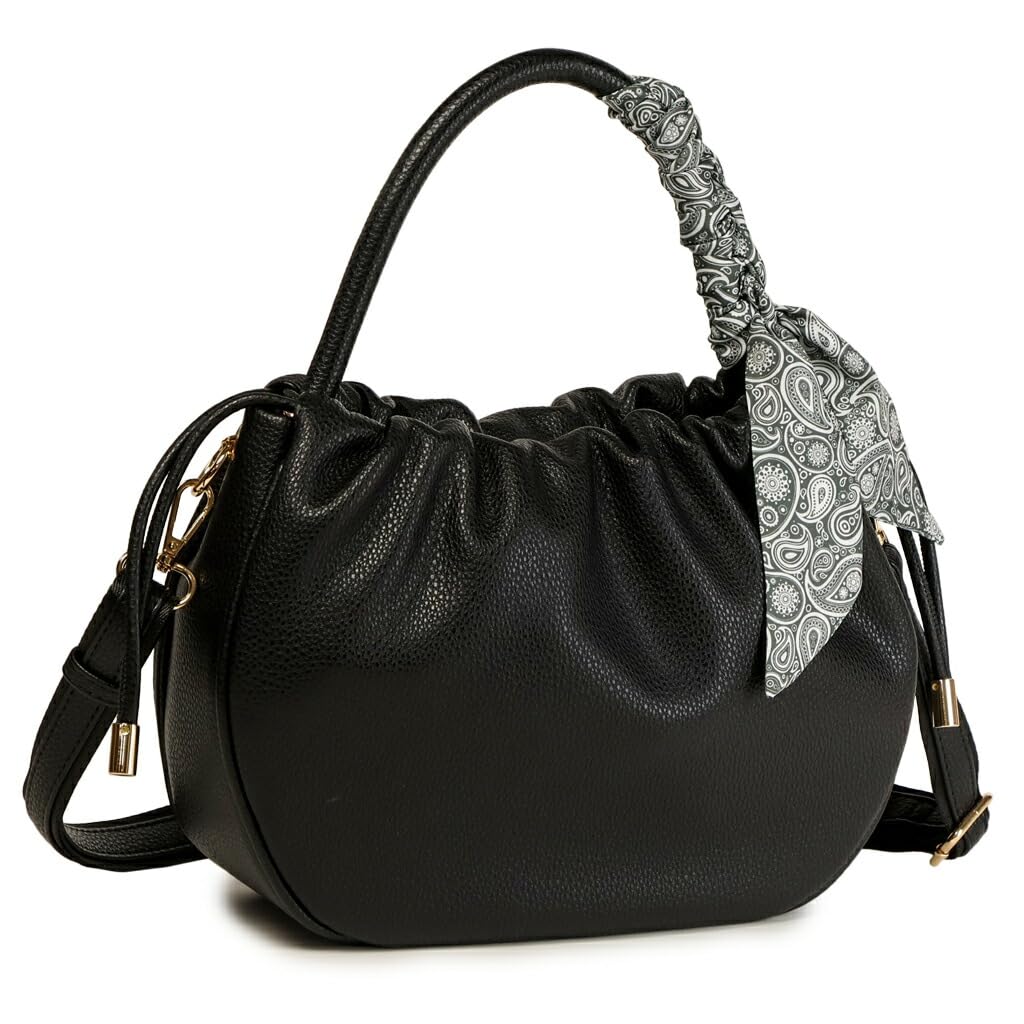 [プラグマ] ショルダーバッグ レディース スカーフ バッグ 合成皮革 ハンドバッグ 合皮 軽い 2way ショルダー バッグ 軽量 きれいめ ナロースカーフ 細 リボン