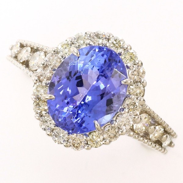 PT900 プラチナ リング 12号 タンザナイト 2.65 ダイヤ 0.53 カード鑑別書 中古