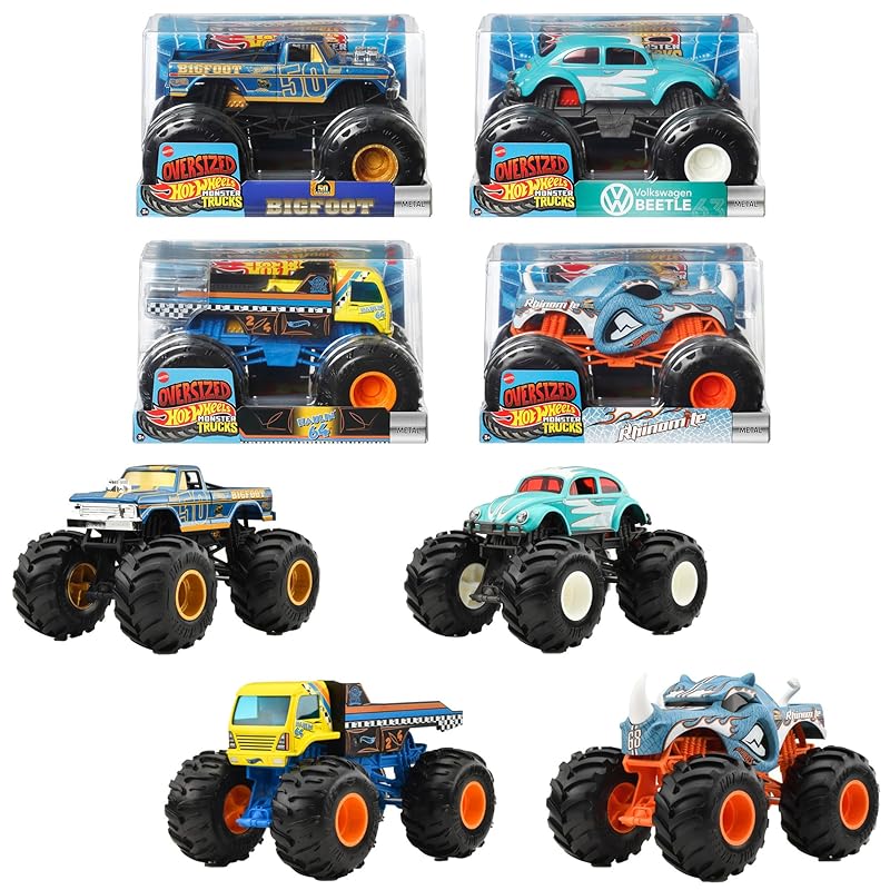 ホットウィール(Hot Wheels) モンスタートラック ビッグサイズ アソート 乗り物おもちゃ 1：24 ミニカー 4台入り BOX販売 3歳から マルチ 987E-FYJ83