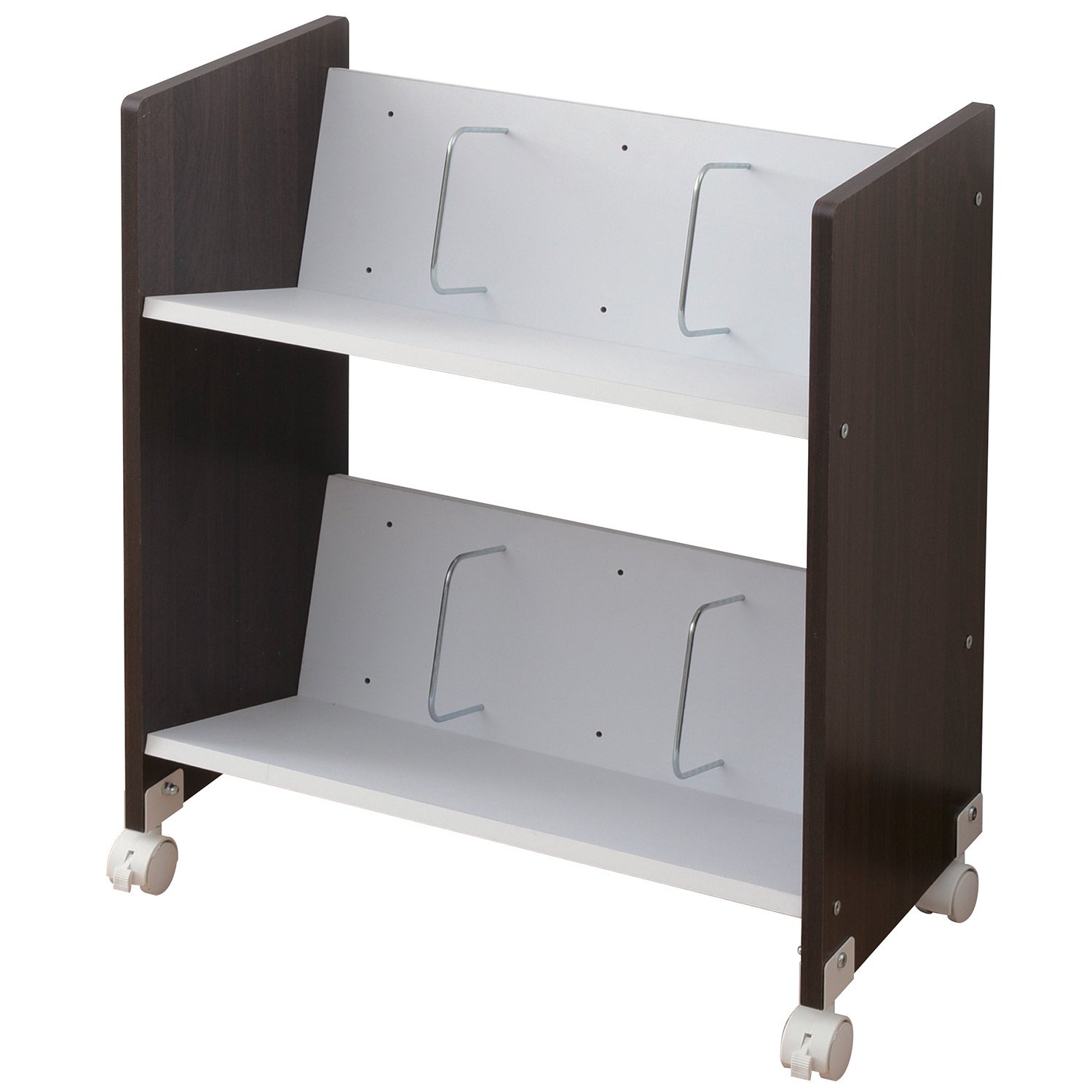 全国送料無料 山善(YAMAZEN) A4ファイルラック 2段 キャスター付き 斜めで取り出しやすい 幅55×奥行30×高さ65.5cm 書類収納 ファイルワゴン 組立品 ブラウン CFR-60532 7,408円