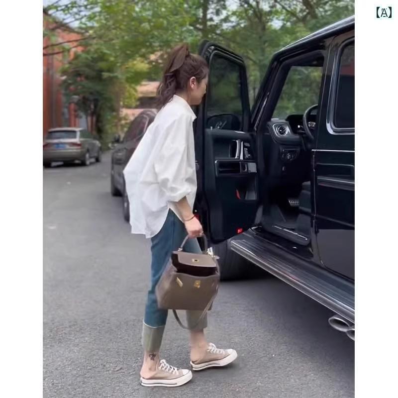 Yシャツ　無地　シンプル 秋 ホワイト 長袖 シャツ レディース 服 2025 ハイエンド トップス