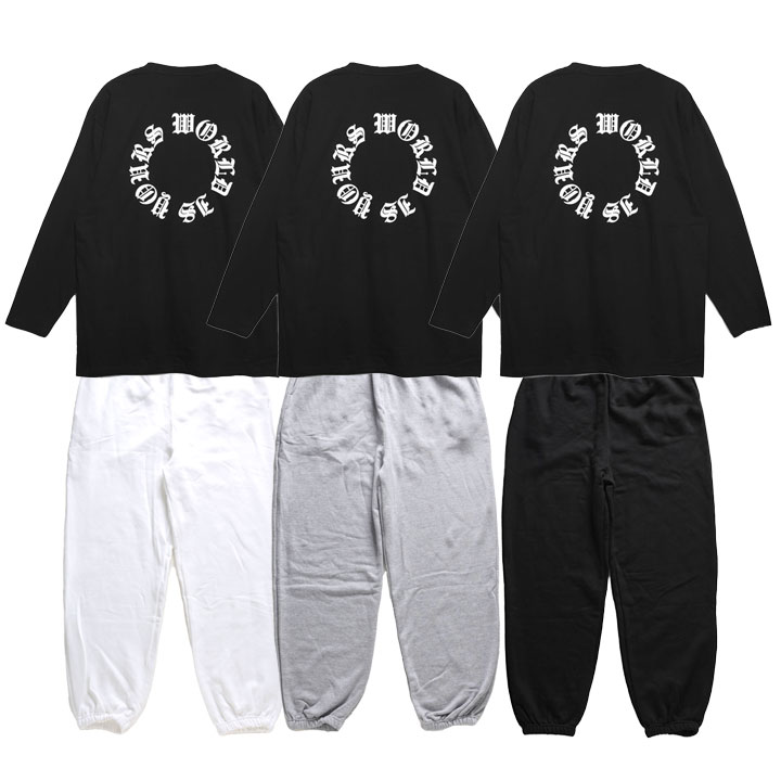 ACE FLAG 上下セット 長袖 ブランド メンズ 春秋冬用 全3色 大きいサイズ エースフラッグ セットアップ ロンT スウェットパンツ WORLD IS ACE