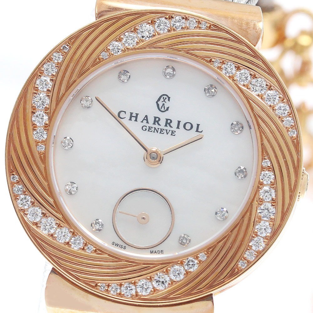 シャリオール CHARRIOL ST30.2 サントロペ ダイヤベゼル 11Pダイヤ クォーツ レディース 良品 _962378【中古】