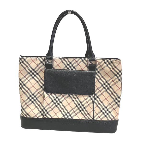 バーバリー ノバチェック キャンバス×レザー バッグ ハンドバッグ レディース 【中古】