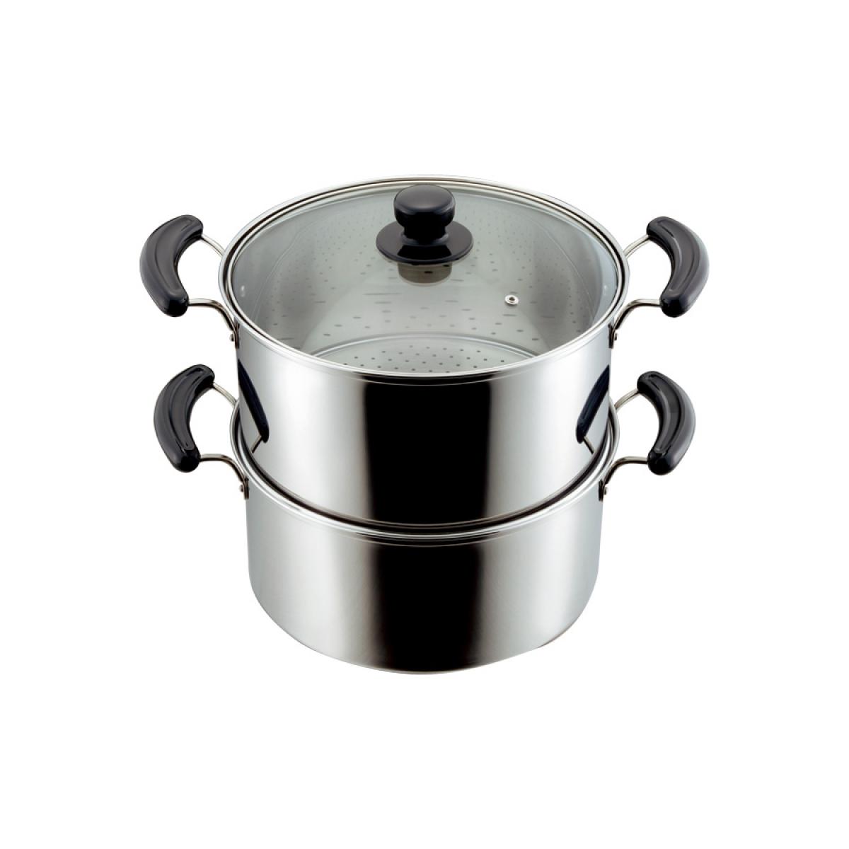 【在庫有・即納】パール金属 だんらん ステンレス製ガラス蓋付深型2段蒸し器 28cm(2升用) H-4795 H対応 ステンレス 鍋 両手鍋 5,890円