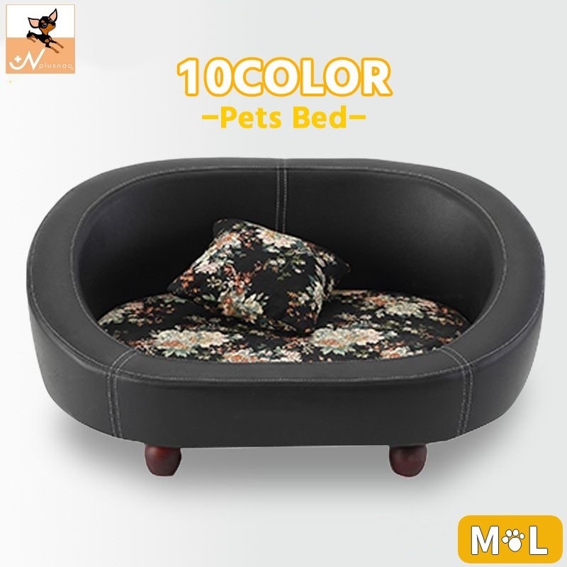 ペット用ベッド ドッグベッド 犬用 猫用 ペット用品 大型商品 おしゃれ モダン フェイクレザー ペットソファ カウチ ブラック ブラウン M L