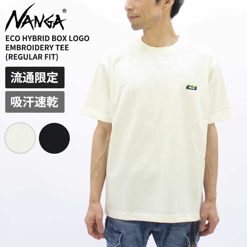 ナンガ ユニセックス Tシャツ エコハイブリッド ボックスロゴ エンブロイダリー レギュラーフィット 半袖 トップス カットソー 限定カラー C2430-1M501Z