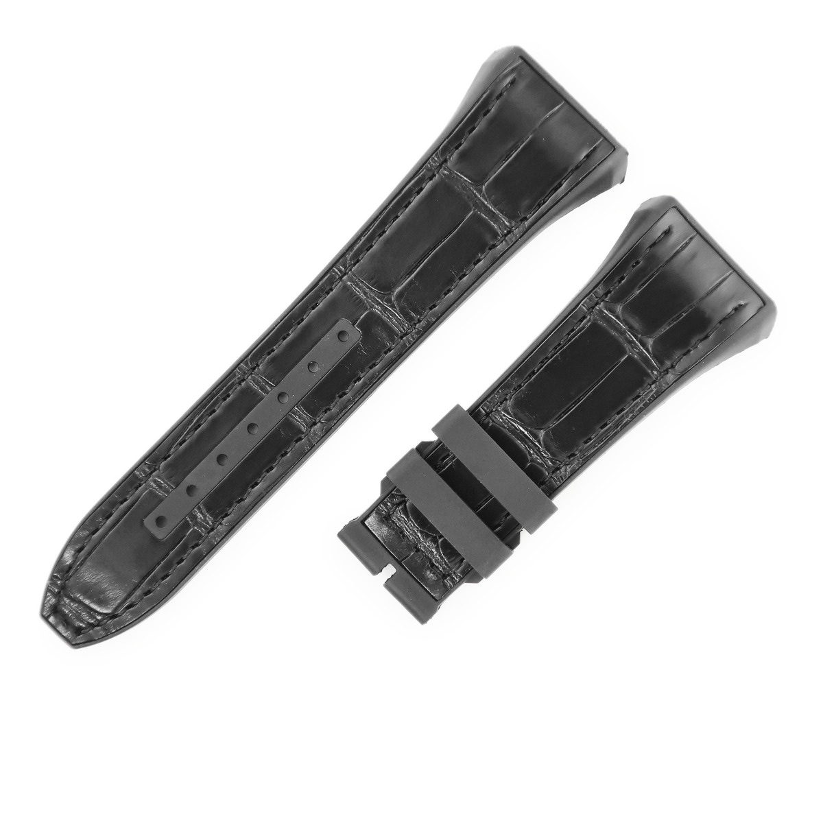 ヴァンガード V45用 クロコ×ラバーバンド メンズ 未使用 純正 ベルト バンド ストラップ 替え 28mm ブラック 黒