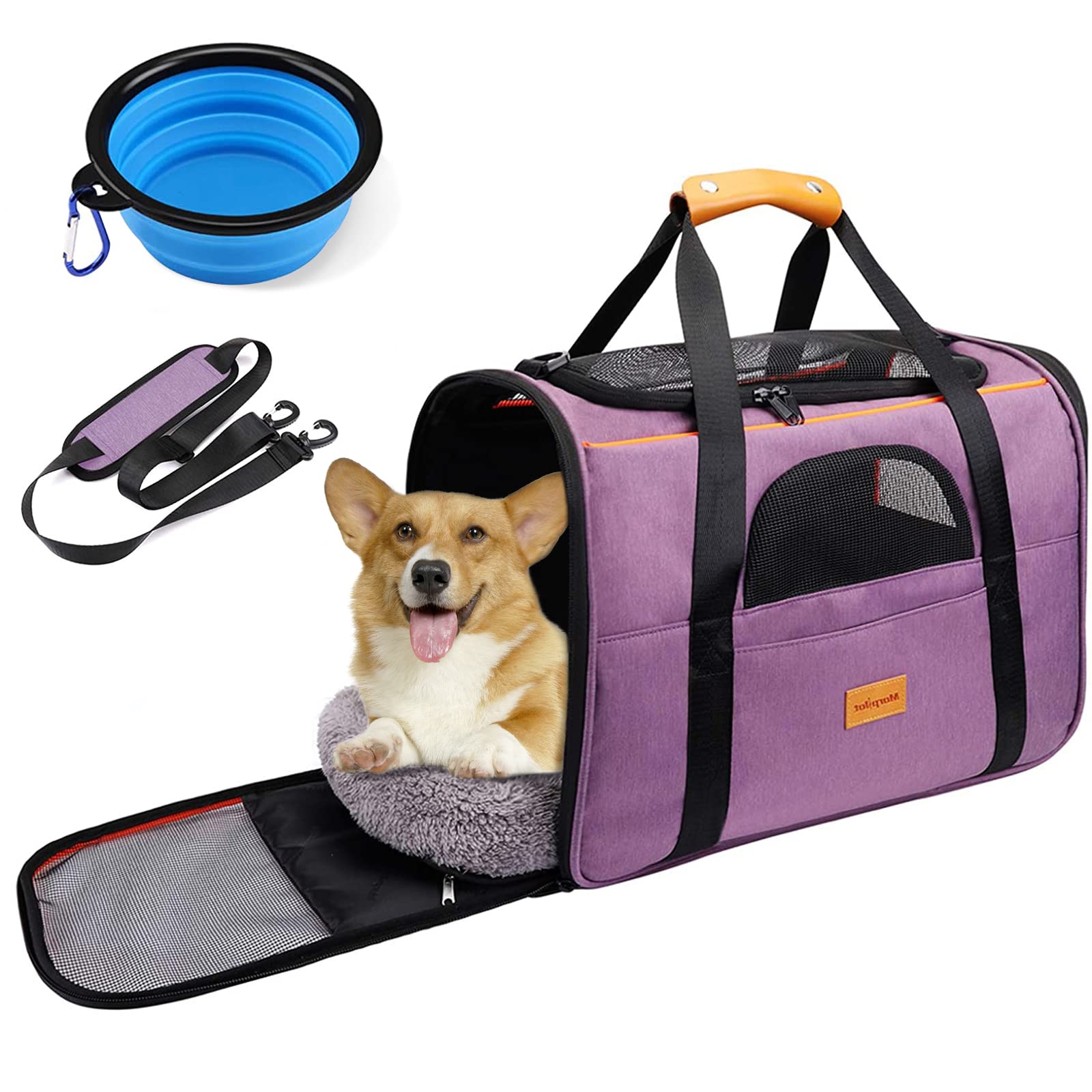 猫 キャリー バッグ 折りたたみ ペットキャリー 4way ショルダー 中大型猫用小型犬用 リュック 変形しない 通気性 臭気がない 車載/ドライブ/キャンピング/旅行/通院/災害避難用 (マット付き