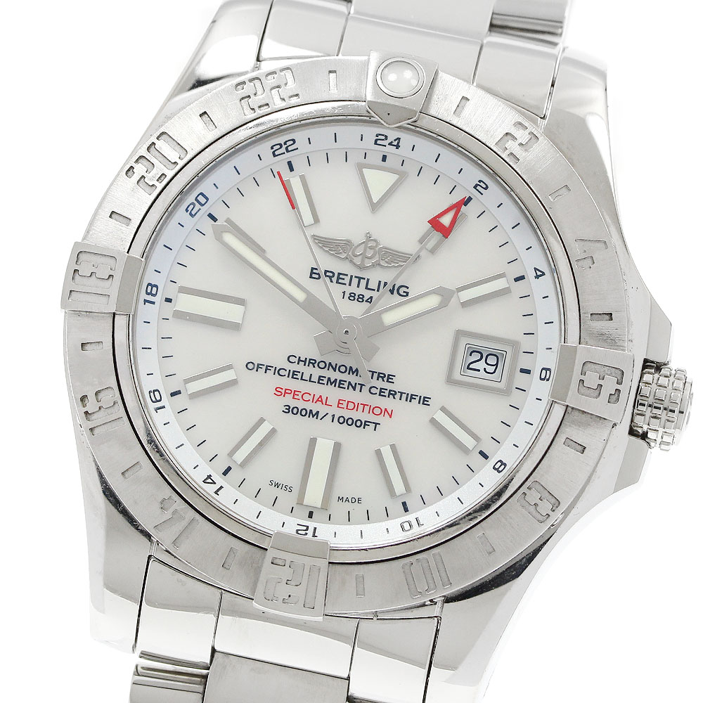 ブライトリング BREITLING A32390 アベンジャーII GMT デイト ホワイトシェル文字盤 自動巻き メンズ 箱・保証書付き_951651【中古】