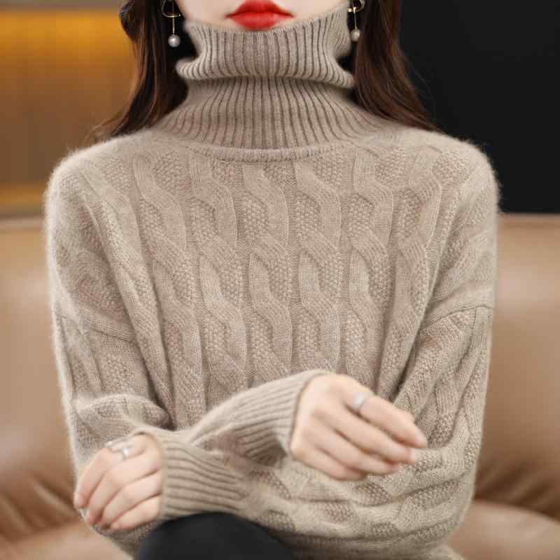 秋冬 コーデ レディース ファッション オシャレ 服 カワイイ シンプル 大人カワイイ 大きいサイズ タートルネック セーター ウール セーター