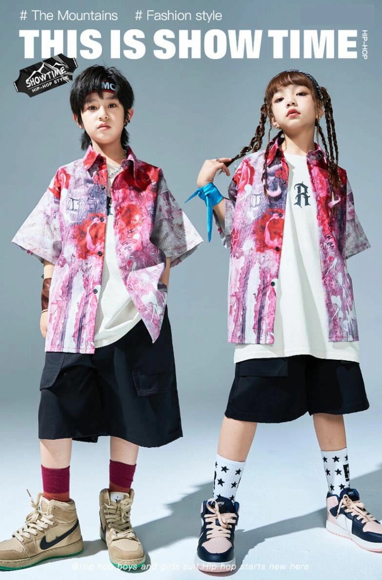 男の子 シャツ ダンスセットアップ レッスンダンスウェア hiphop 発表会 ヒップホップ パンツ 子供ダンス衣装 女の子 上下3点セット 練習着 チーム衣装 演出服 キッズジャズ イベント ステー