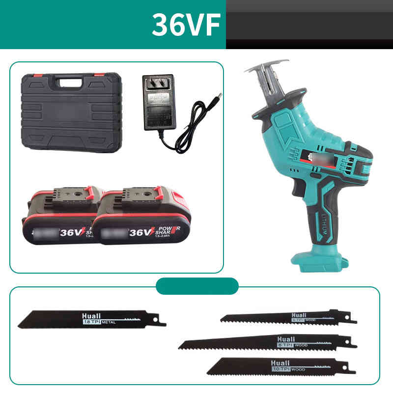 レシプロソー 充電式 バッテリー2個付き 電動ノコギリ 電動のこぎり 小型 家庭用 電動レシプロソー コードレス ミニチェーンソー 強力 片手 軽量 ブレード4本 金工/木工切断 6,136円