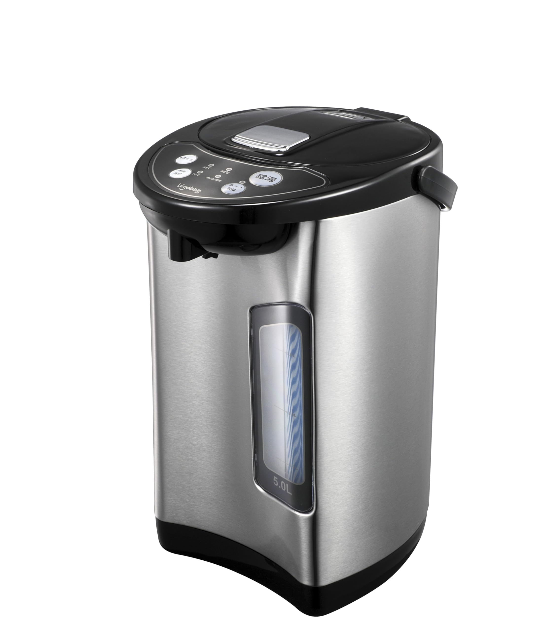 [Vegetable] 電気ポット 大容量 5.0L 省エネ 3段階温度設定 シンプル操作の2WAY給湯 安心・安全構造 360度回転底 空焚き防止 電動給湯ポット ブラック/シルバー GD-UP50