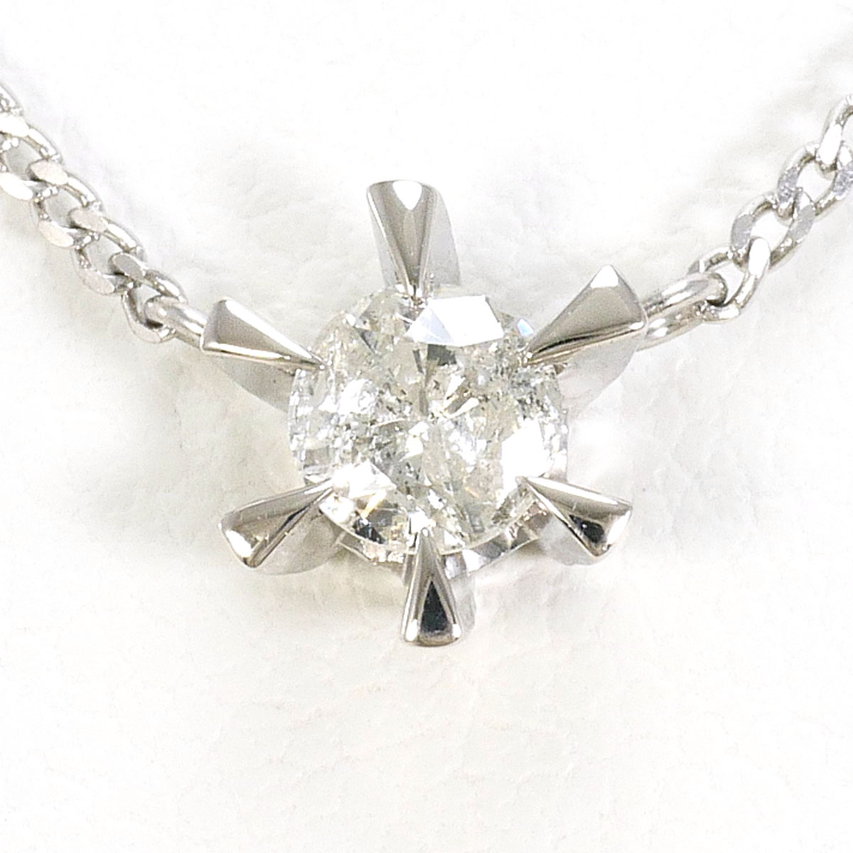 PT850 プラチナ ネックレス ダイヤモンド 0.20ct 総重量約2.5g 約40cm 中古