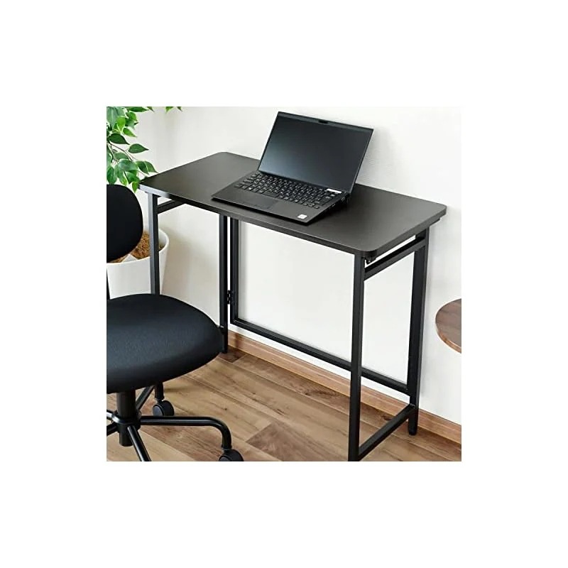 【即納】[山善] 折りたたみ デスク 幅80×奥行40×高さ70cm コンパクト 傷・汚れ・水分・熱に強い天板(メラミン加工) なめらかな表面 角が丸い アジャスター付き 完成品 ダークブラウン/ブラ