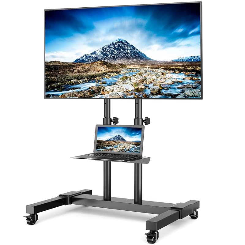 テレビスタンド 3780型テレビ対応 大型テレビスタンド キャスター付き 高さ調整 上下傾斜15 VESA600X400mmまで 耐荷重50kg 企業用 展示用 会社用 ブラック