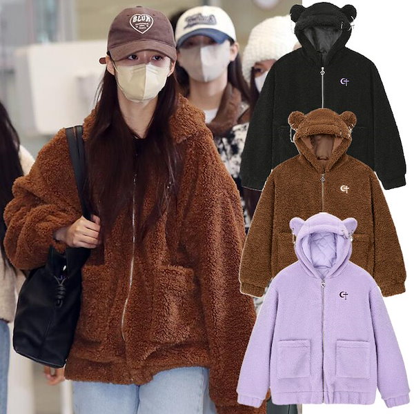 【NMIXX ソリュン着用】正規品 0 1 punk bear fleece jacket ストリート カジュアル 韓国アイドル 韓国ファッション  韓国ブランド【韓国発送/海外通販/関税込】