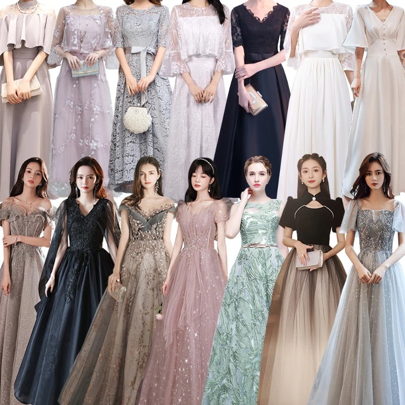 花嫁結婚敬酒服2023新気質婚約ドレスドレスドレス端正大気宴会司会者イブニングドレス