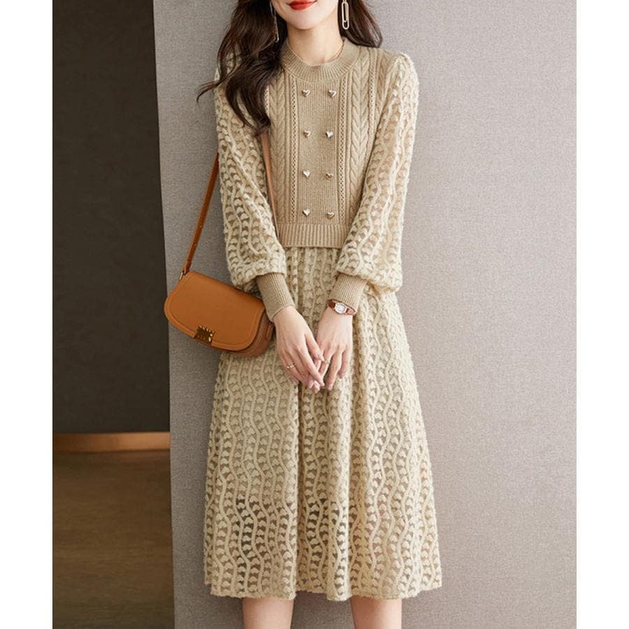 ニットワンピース ランタンスリーブ 上品 5,917円