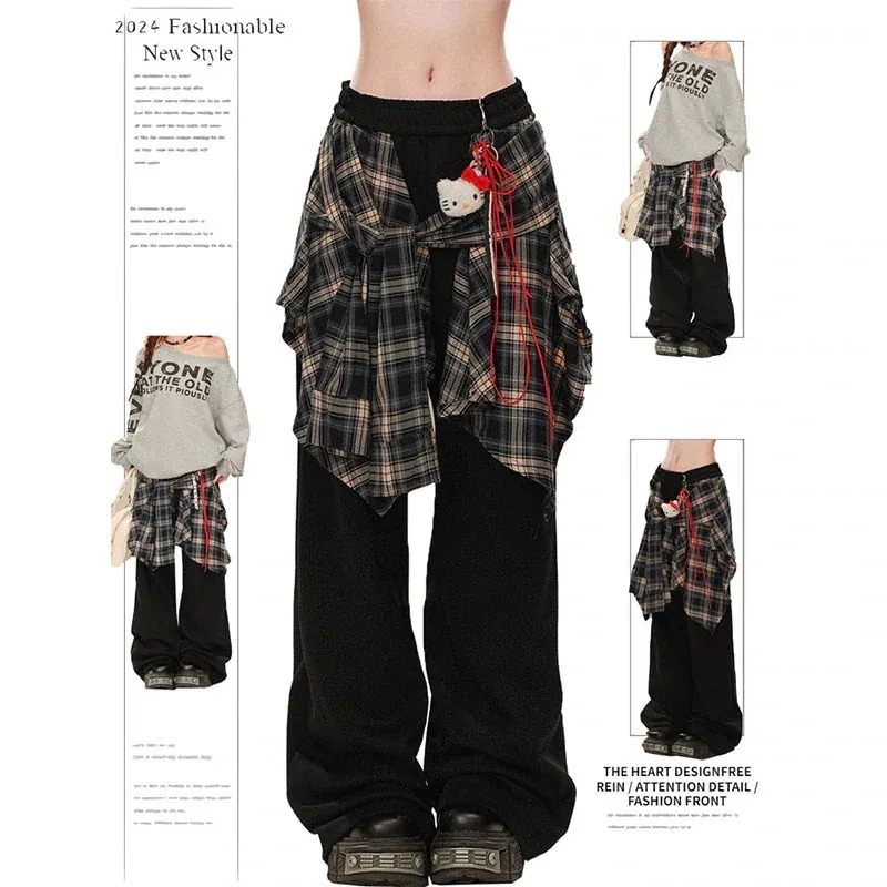 2025春夏 パンツ ボトムス ハイウエスト K-POP ストリート系ファッション系韓国風ファッションウェア練習ジーンズ シルエット加工ゆったり レディースカジュアル型メンズライク衣装 5,078円