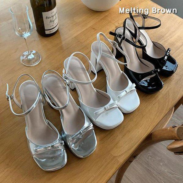 女性リボンストラップ 厚底ハイヒール